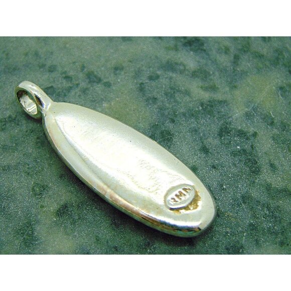 Vintage Prism Design Oval Stone Fashion Pendant Silver Tone 1980 Signed RMN - Picture 2 of 9